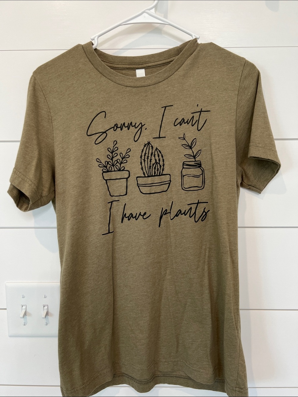 Bella Canvas Olive Green Short Sleeve Tee with Black Plant Graphic